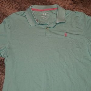Teal and Pink Izod Polo Sz L. B7